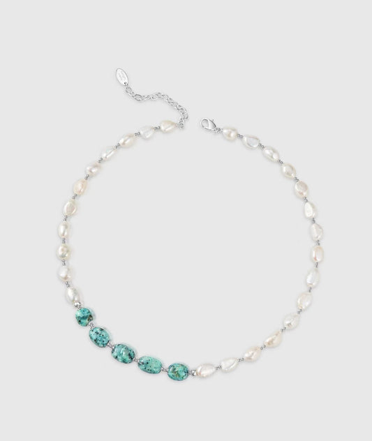 Aqua Duck Blue Pearl Necklace